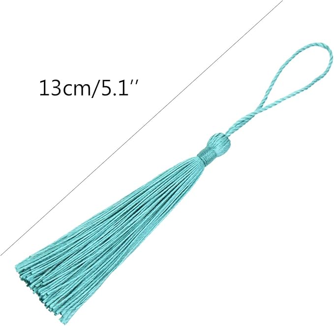 VAPKER 100 Pieces Turquoise Color 13cm/5-Inch Silky Handmade Soft Tassels Floss - Image 2