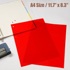 10-Pack A4 Colored PVC Flexible Plastic Sheets, 0.3mm Red Transparent Film - Image 2