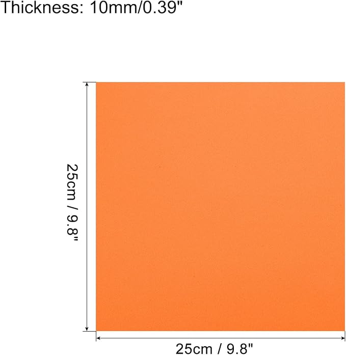 MECCANIXITY EVA Foam Sheets Orange 9.8 Inch x 9.8 Inch 10mm Thick Crafts Foam - Image 2