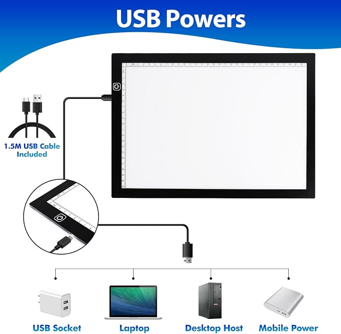 Dorhui A4 Light Pad for Weeding Vinyl, LED Copy Board Light Tracing Box - Image 5