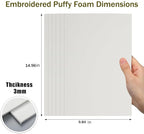 Funria 17pcs 3mm Puff Embroidery Foam 9“ x 12”, Creates a 3D Embroidery Effect - Image 2