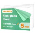 5 Pack 24X36 Plexiglass Sheets1/4 ” Thick, 6mm Clear Acrylic Sheet | Plexi by QLKGWEA