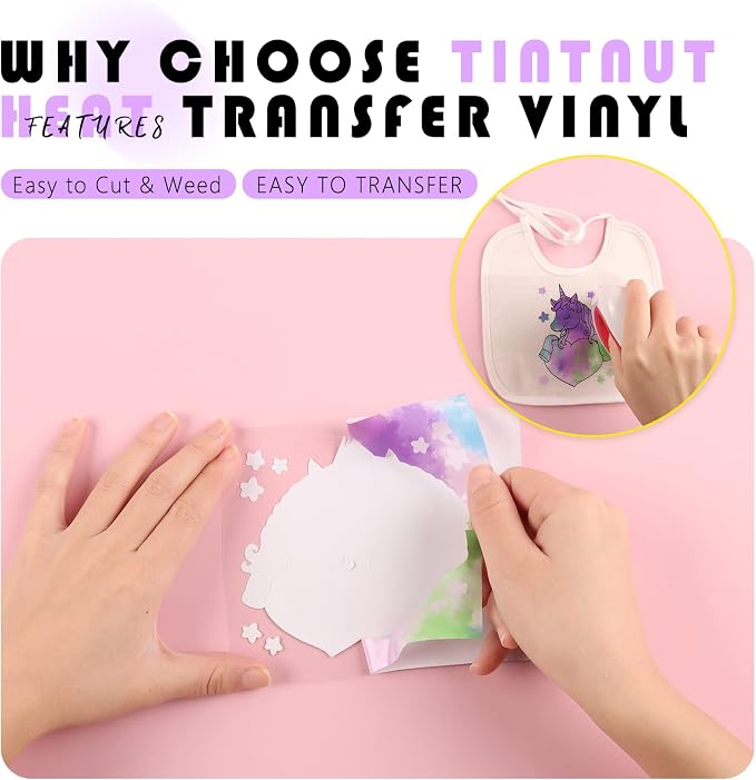 Tintnut Purple Tie Dye Heat Transfer Vinyl, PU HTV Sheets, easy cut & weed - Image 3