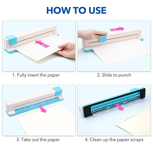 30 Holes Binding Punch, Loose Leaf Paper Punch Machine, Portable Hand Pushed - Image 4