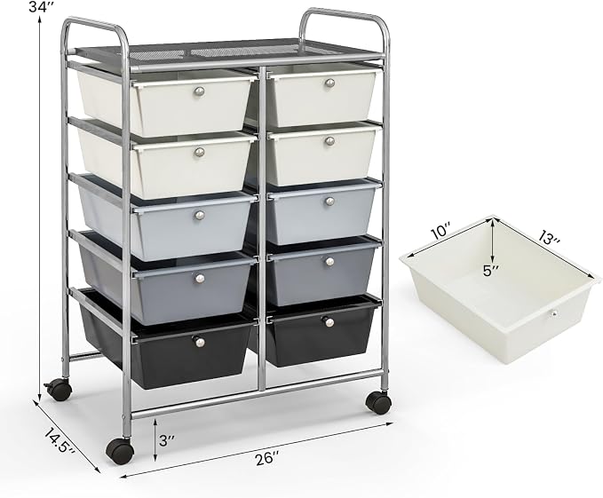 BECOMFORT 10-Drawer Rolling Cart - Image 3