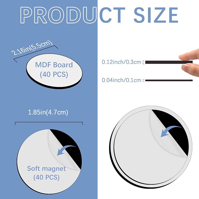 80PCS Sublimation Magnet Blanks Round Bulk Produnts 40 Pcs Sublimation Blanks - Image 2
