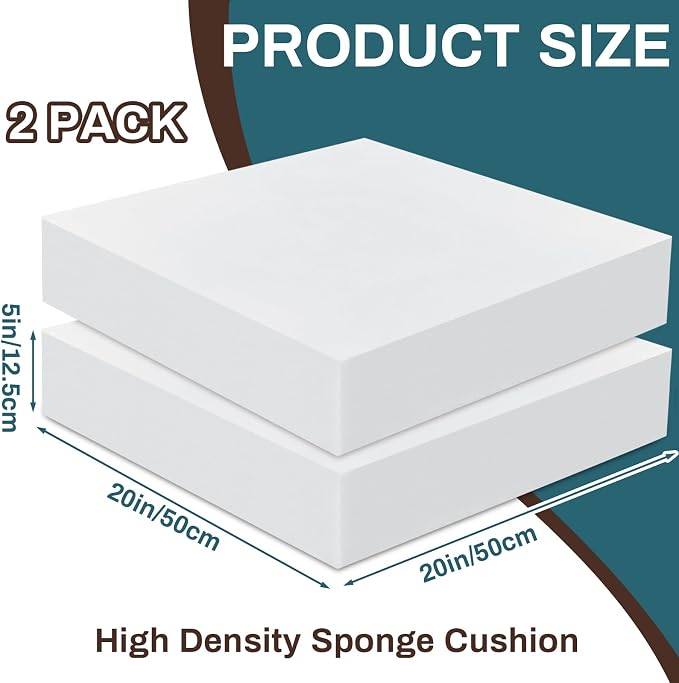 Frienda 2 Pack 5" X 20" X 20" Upholstery High Density Foam Cushion Replacement - Image 2