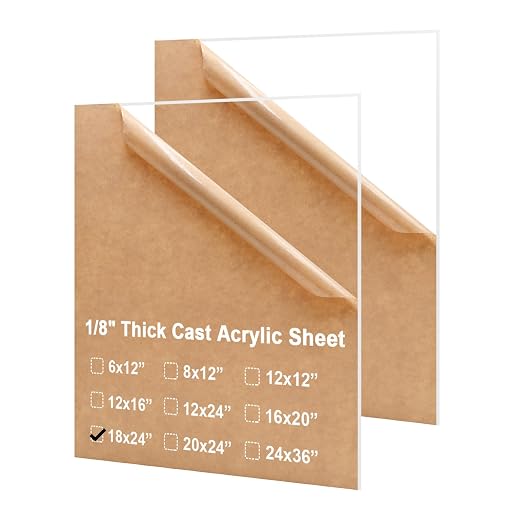 KINLINK 18x24 Plexiglass Sheets 1/8 inch Thick, 3mm Clear Cast Acrylic Sheet by KINLINK