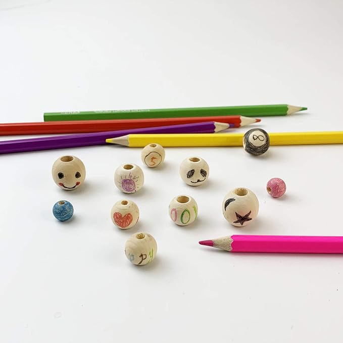 100pcs 15mm Natural Wood Beads Unfinished Round Wooden Loose Beads Wood Spacer - Image 5