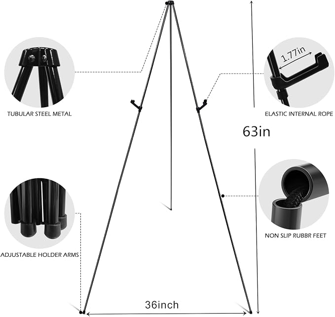 RRFTOK 63 Inch Easel Stand for Sign, Poster Stand and Wedding Sign | - Image 5