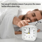 Lamisola Small White Kids Desk Battery Alarm Clock, Analog Travel Clock - Image 5