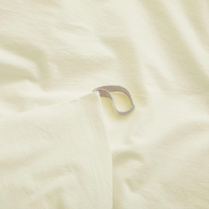 LOVQUE Cream White Cotton Duvet Cover Set, Linen-Like Natural Bedding Set - Image 4