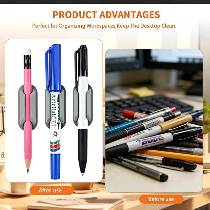 40 PCS Adhesive Pencil Holders for Desk, Silicone Pencil Holder - Image 6