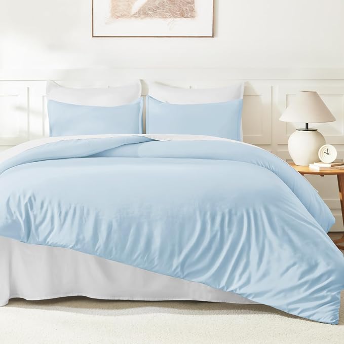 Litanika Comforters Light Blue Queen Size, 3 Pieces Lightweight Solid Bedding - Image 6