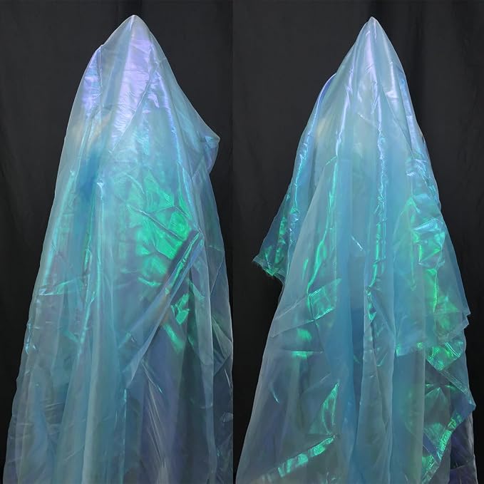 Light Blue Iridescent Organza Fabric - Image 2