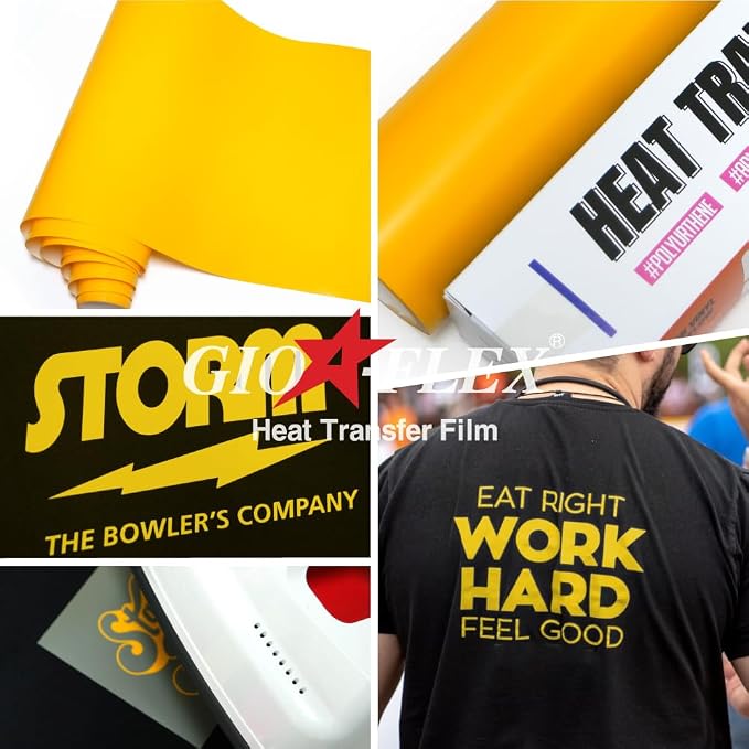 PU Heat Transfer Vinyl 12"×20ft Roll Yellow – HTV - Image 4