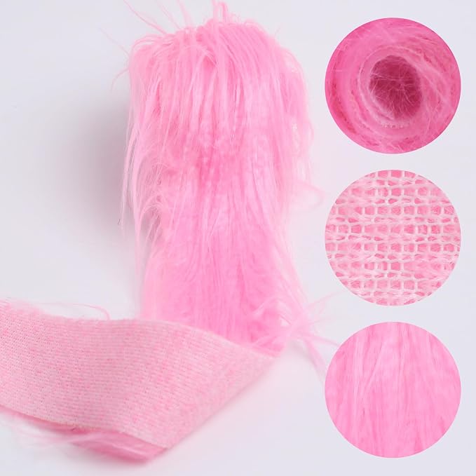 Shaggy Plush Faux Fur Fabric Precut Strips Candy Pink Fur Fluffy Fuzzy Craft Fur - Image 3