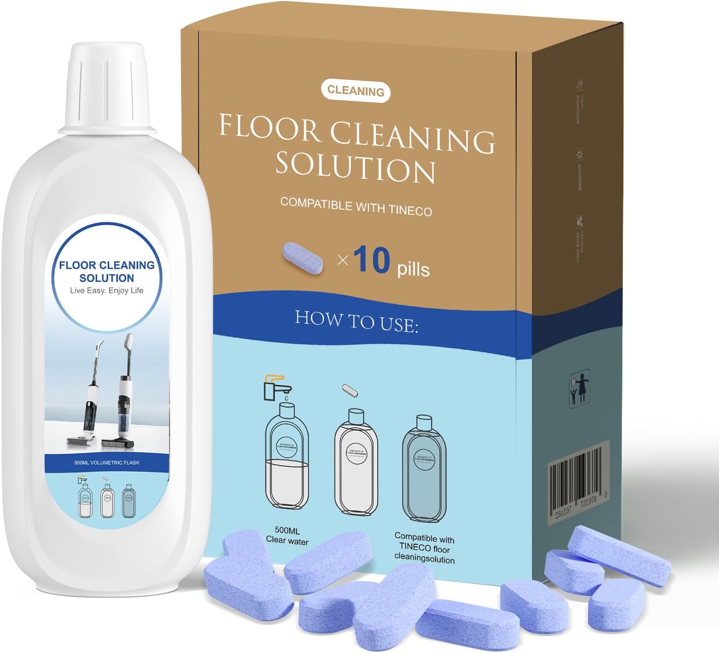 10 Bottles Compatible with Tineco Cleaning Solution Pet 500ml Per Bottle Lavender Scents Floor Cleaner Compatible with All Robot Vacuums with Mopping and Cordless Wet/Dry Vacuum (Lavender)