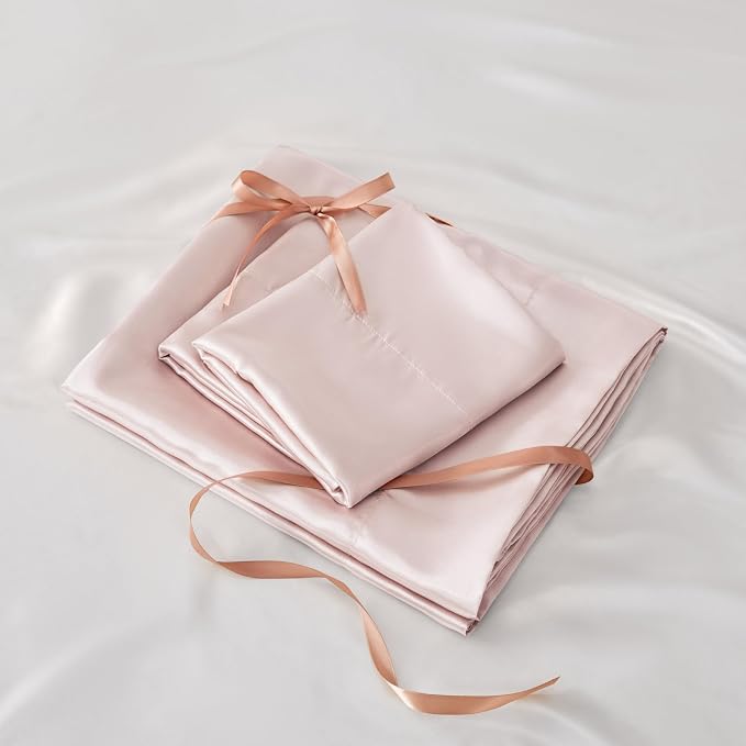 BEDELITE Satin Sheets Full Size Bed Set, Luxury Soft Pink Silky Sheets - Image 7