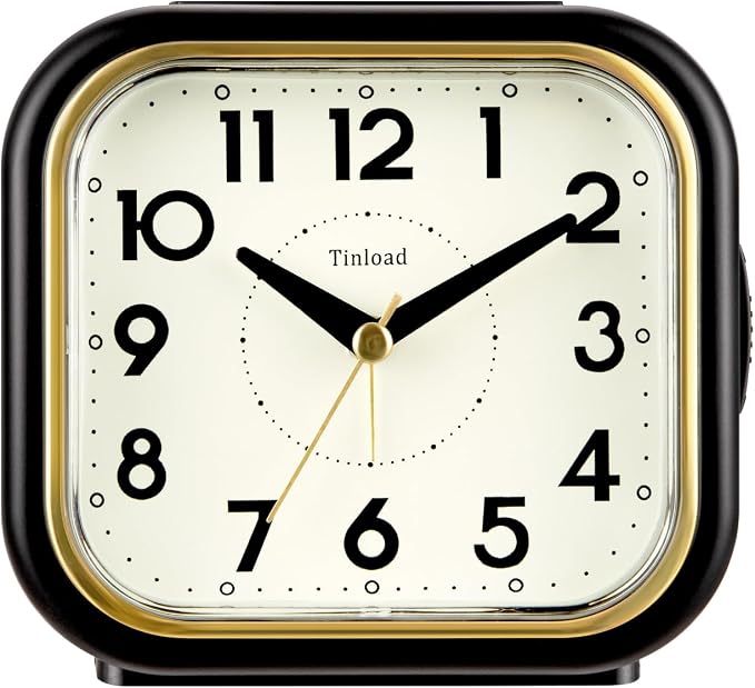 Tinload 4.3" Vintage Retro Analog Alarm Clock, Super Silent Non Ticking Clock by Tinload