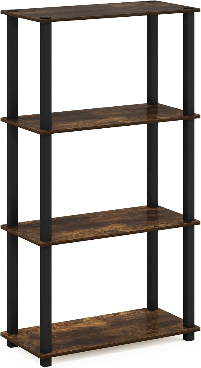 Furinno TURN-S-TUBE Storage Shelves, 4-Tier Book Shelf, Corner Shelf, Toolless - Image 7