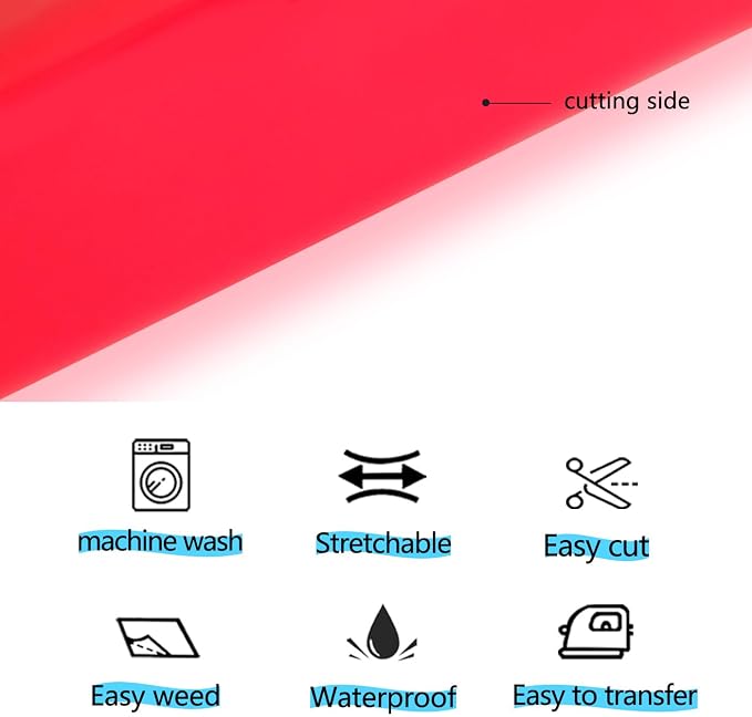 guangyintong Fluorescent Heat Transfer Vinyl Neon Red HTV Rolls, HTV Vinyl - Image 2