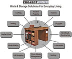Project Center Desk with Bookcase and 3 Bin Cabinet-Walnut - Image 6