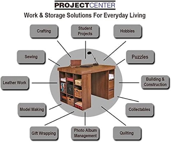 Project Center Desk with Bookcase and 3 Bin Cabinet-Oak - Image 6