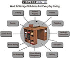 Project Center Desk with Bookcase and 3 Bin Cabinet-Oak - Image 6