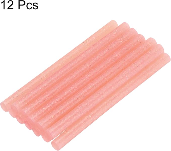 uxcell Mini Hot Glue Sticks for Glue Gun 7mm x 100mm Glitter Pink 12pcs - Image 3