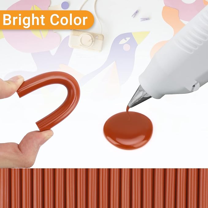 Brick Red Hot Glue Stick, Manarty 48 PCS Full Size 0.43" Dia x 4" Long Hot Melt - Image 3