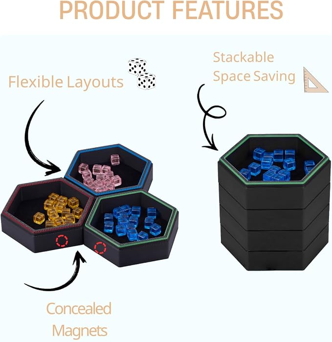 Magnetic Board Game Storage Trays, Hexagonal Modular Organizer, Flexibility - Image 3