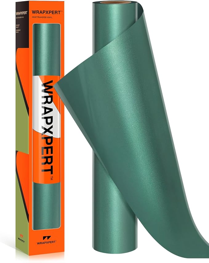 WRAPXPERT Metallic Green HTV Heat Transfer Vinyl Roll, Heat Press Vinyl by WRAPXPERT