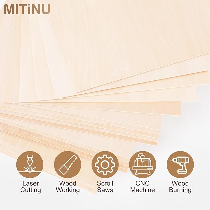 12 Pack Basswood Sheets for Crafts, Wood Burning, Architectural Models - Image 6
