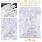 qiipii 70PCS 14mm Pure White Round Half Round Pearls - Image 2