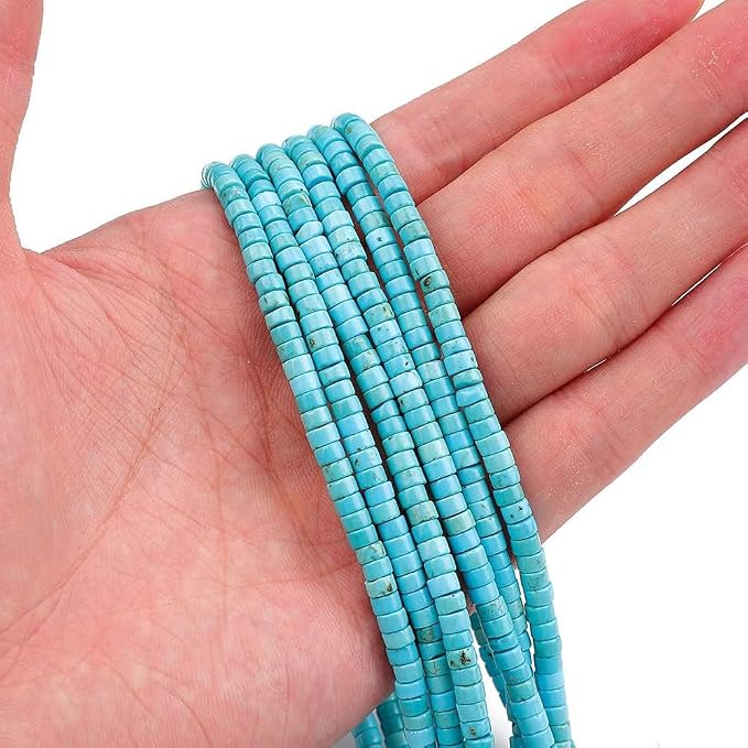 160pcs 4x2mm Blue Turquoise Heishi Disc Rondelle Spacer Natural Stone Semi - Image 3