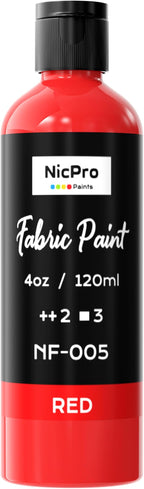 Nicpro Red Fabric Paint, 4 oz Fabric Paint by Nicpro