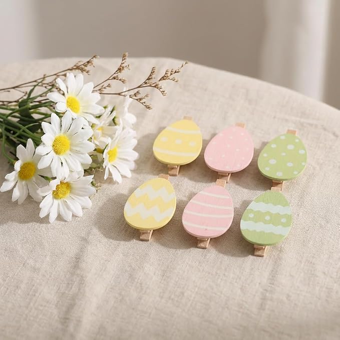 18 Pack Colorful Egg Wooden Clothespins, Mini Decorative Clips - Image 5