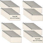 80 PCs Blank canvas Zipper Pouch, Makeup Bags Bulk Pencil Pouch by CRULEEN