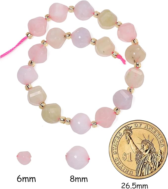 34pcs Natural Morganite Stone Beads - Image 2