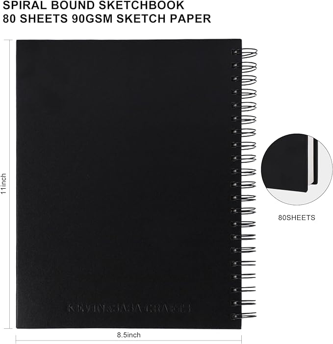 8.5x11inches Hardbound Sketch Book, Spiral Bound Sketch Pad, 80-Sheets 90gsm - Image 2