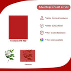 2 Pack 16'' x 20'' Translucent Red Acrylic Sheet, 3mm Thick Acrylic Plastic - Image 5