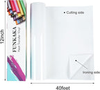 FUNKAKA White Heat Transfer Vinyl Rolls, Adhesive Glossy HTV Vinyl - Image 2