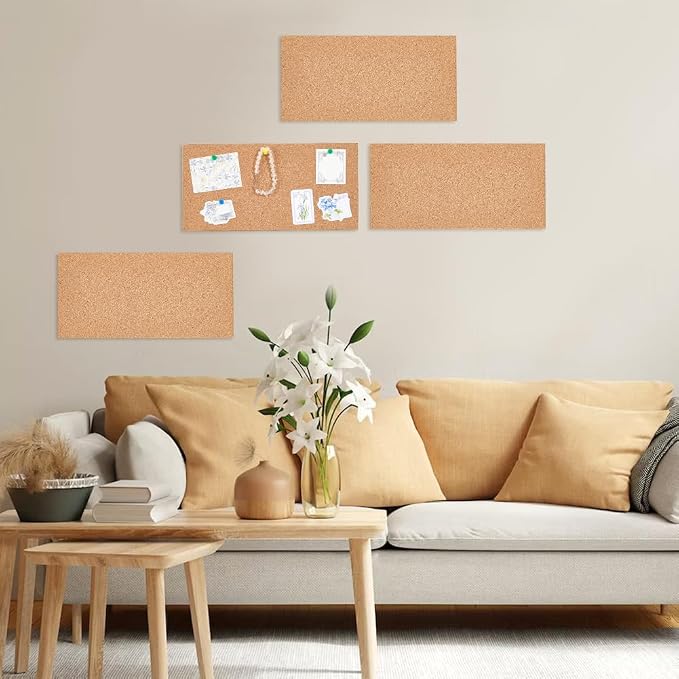 OLYCRAFT 4Pcs Rectangle Bulletin Boards 6x12 Inch Non Self-Adhesive Wood Cork - Image 5