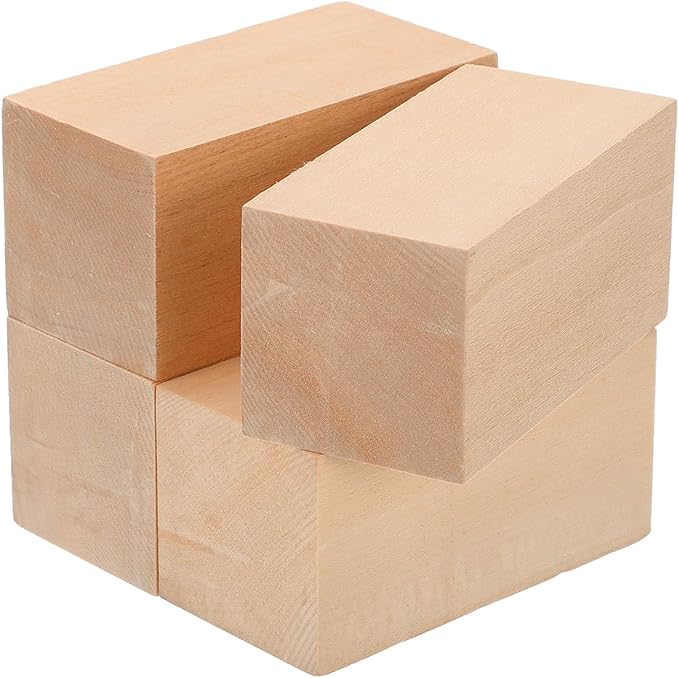 MECCANIXITY 4Pcs Basswood Carving Block, Arts Decoration, Crafts Whittling by MECCANIXITY