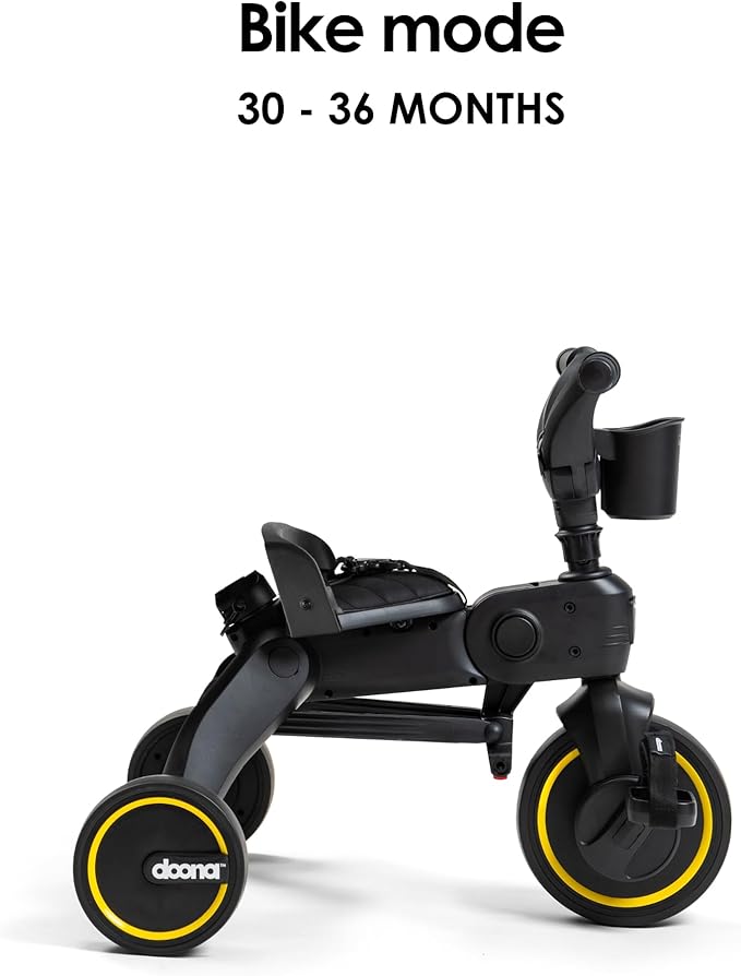 Doona Liki Trike, Midnight Edition - 5-in-1 Compact, Foldable Tricycle - Suitable for Toddlers 10 to 36 Months