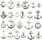 iloveDIYbeads 100g Craft Supplies Antique Silver Ship Wheel Anchor Charms by iloveDIYbeads