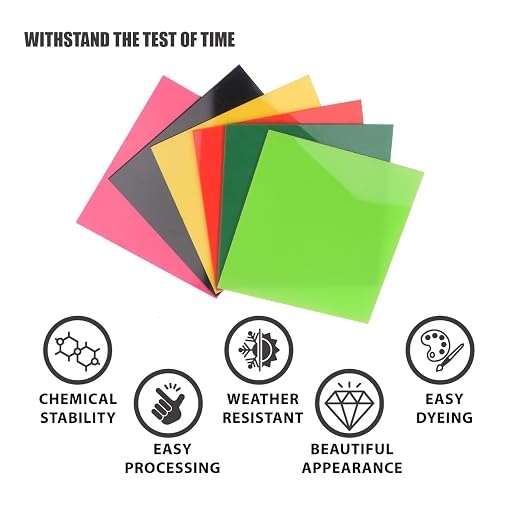6 Pieces & 6 Colors Cast Acrylic Opaque Plastic Sheet 8 x 8 Inch - Image 5