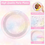 200pcs Pastel Rainbow Party Plates Napkins Pastel Paper Tableware Set Rainbow - Image 3