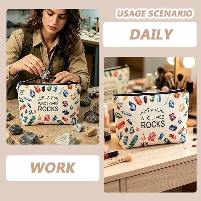 Geology Gifts for Women Rock Lover Makeup Bag for Girls Rocksy Geologist Travel - Image 4
